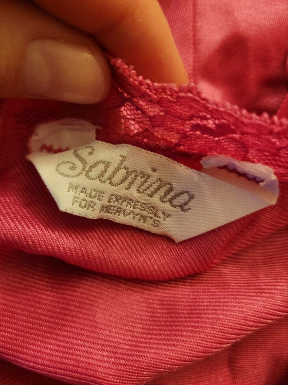 Vintage Sabrina Pink Sheer Lace Nylon Nightgown Maxi Slip Dress - Picture 7 of 9